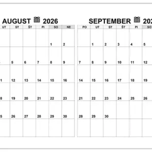 Kalendár na august a september 2026