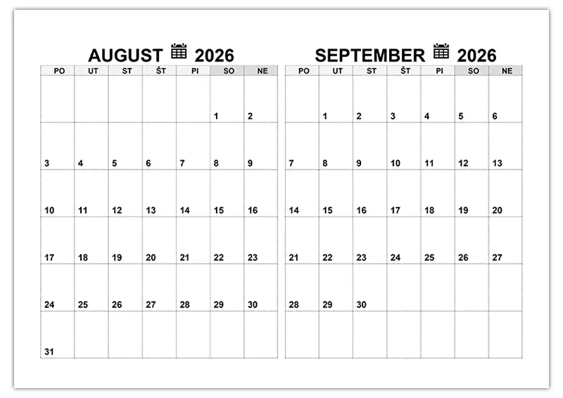Kalendár na august a september 2026: praktický nástroj pre plánovanie prechodu medzi sezónami
